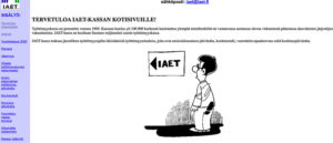 Kuvakaappaus IAET-kassan vanhan verkkosivuston etusivusta.